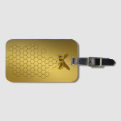 金ゴールドの蜂蜜の蜂の蜂蜜の販売人の養蜂家のApiarist ラゲッジタグ (正面横)