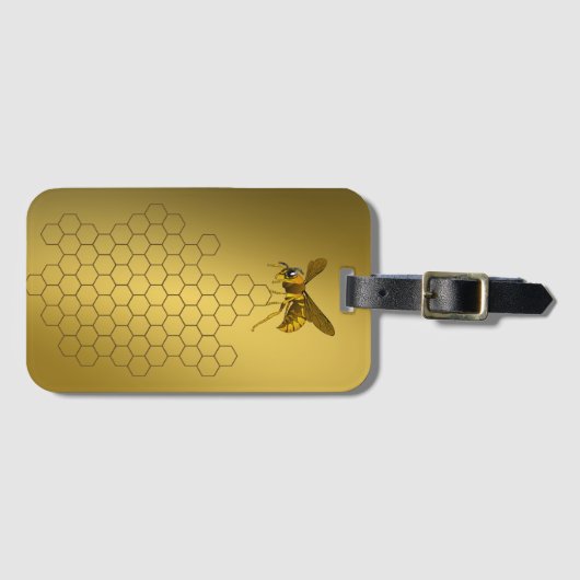 金ゴールドの蜂蜜の蜂の蜂蜜の販売人の養蜂家のApiarist ラゲッジタグ (正面横)