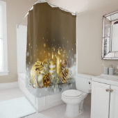 金ゴールドの蝋燭のクリスマスのエレガントな休日の家の装飾 シャワーカーテン (インサイチュ)