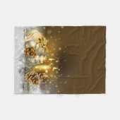 金ゴールドの蝋燭のクリスマスのエレガントな休日の家の装飾 フリースブランケット (正面(横))