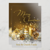 金ゴールドの蝋燭のメリークリスマスのエレガントで大きい休日 シーズンカード (正面/裏面)