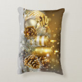 金ゴールドの蝋燭のメリークリスマスの休日の装飾 アクセントクッション (裏面(縦))