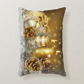 金ゴールドの蝋燭のメリークリスマスの休日の装飾 アクセントクッション (正面(垂直))