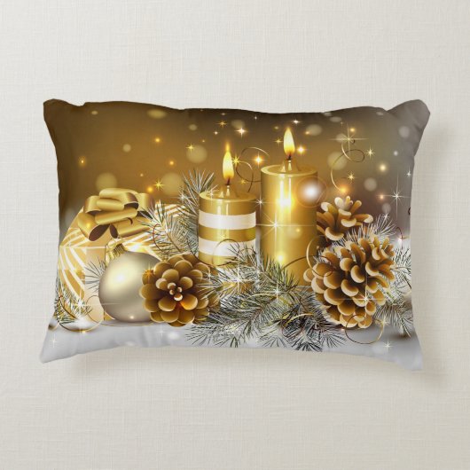 金ゴールドの蝋燭のメリークリスマスの休日の装飾 アクセントクッション (裏面)