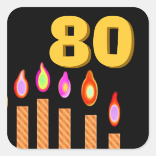 金ゴールドの蝋燭の第80誕生日 スクエアシール