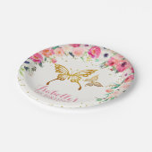 金ゴールドの蝶花の紙皿 ペーパープレート (アングル)