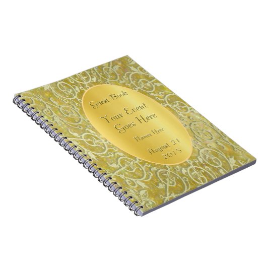 金ゴールドの装飾用のグリッターの来客名簿 ノートブック (右側)