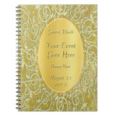 金ゴールドの装飾用のグリッターの来客名簿 ノートブック (正面)