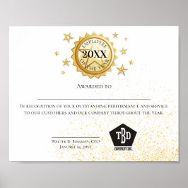 金ゴールドの記名式の従業員 ポスター