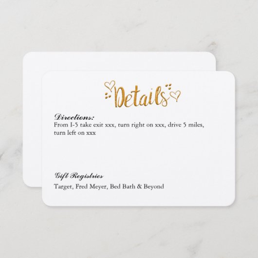 金ゴールドの詳細カード結婚の後に幸せに エンクロージャーカード (正面/裏面)