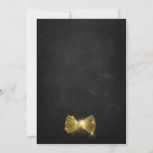 金ゴールドの誕生会のダイヤモンドの弓タイ 招待状 (裏面)