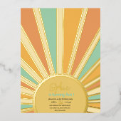 金ゴールドの誕生日の招待状 箔シーズンポストカード (正面)