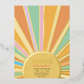 金ゴールドの誕生日の招待状 箔シーズンポストカード (正面)