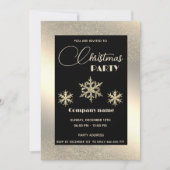 金ゴールドの豪華な雪企業の雪のクリスマスパーティー 招待状 (正面)