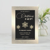 金ゴールドの豪華な雪企業の雪のクリスマスパーティー 招待状 (スタンド正面)