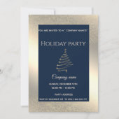 金ゴールドの豪華な雪企業の雪のクリスマスパーティー 招待状 (正面)