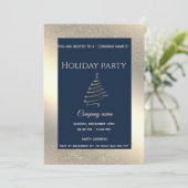 金ゴールドの豪華な雪企業の雪のクリスマスパーティー 招待状 (スタンド正面)