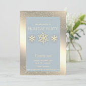 金ゴールドの豪華な雪企業の雪のクリスマスパーティー 招待状 (スタンド正面)