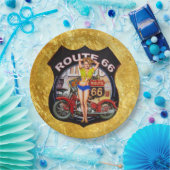 金ゴールドの質のアメリカのルート66のオートバイ ペーパープレート (パーティー)