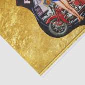 金ゴールドの質のアメリカのルート66のオートバイ 薄葉紙 (詳細)