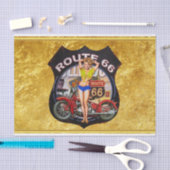 金ゴールドの質のアメリカのルート66のオートバイ 薄葉紙 (クラフト)