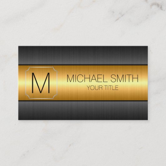 金ゴールドの贅沢なステンレス鋼の金属のモノグラム 名刺 (正面)
