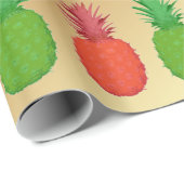 金ゴールドの赤いおよび緑のクリスマスのパイナップル ラッピングペーパー (ロールコーナー)