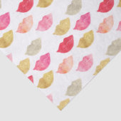 金ゴールドの赤いピンクの水彩画の唇 薄葉紙 (詳細)