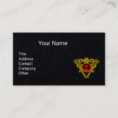 金ゴールドの赤いルビーブラック付きケルトハートジュエル 名刺 (正面)