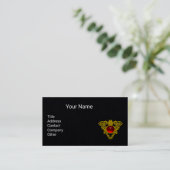 金ゴールドの赤いルビーブラック付きケルトハートジュエル 名刺 (スタンド正面)