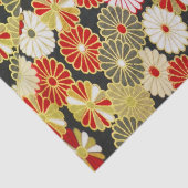 金ゴールドの赤い白い日本の着物フローラの切り離し 薄葉紙 (詳細)