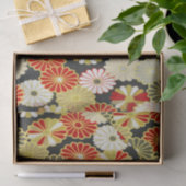 金ゴールドの赤い白い日本の着物フローラの切り離し 薄葉紙 (ギフト)