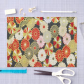 金ゴールドの赤い白い日本の着物フローラの切り離し 薄葉紙 (クラフト)