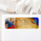 金ゴールドの赤くおよび青のモノグラムの天使 ラベル (インサイチュ)