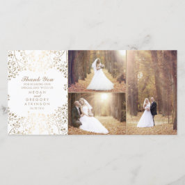 金ゴールドの赤ちゃんの息のエレガントな結婚式の写真ありがとう サンキューカード