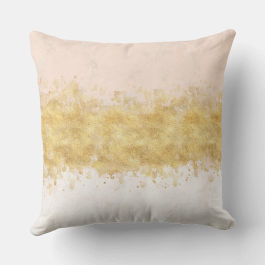 金ゴールドの赤面のピンクの水彩画の魅力 クッション (裏面)