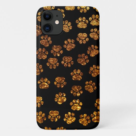 金ゴールドの足、グリッターの足、金ゴールドのグリッター、犬の足 Case-Mate iPhoneケース (裏面)