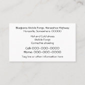 金ゴールドの蹄鉄の蹄鉄工が付いている青いデニム 名刺 (裏面)