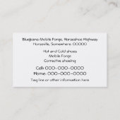 金ゴールドの蹄鉄の蹄鉄工が付いている青いデニム 名刺 (裏面)