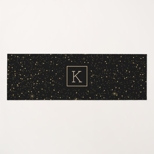 金ゴールドの輝きとグリッターと黒 ヨガマット (正面(横))