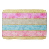 金ゴールドの輝きの水彩画は縞で飾ります バスマット (正面)