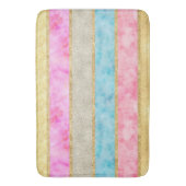 金ゴールドの輝きの水彩画は縞で飾ります バスマット (正面縦)