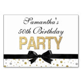 金ゴールドの輝きの紙吹雪の第50誕生会 テーブルナンバー (正面)