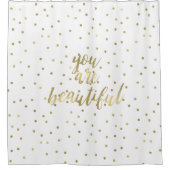 金ゴールドの輝きの紙吹雪美しいです シャワーカーテン (正面)