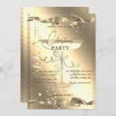 金ゴールドの輝き、ガラス、企業のクリスマスパーティー 招待状 (正面/裏面)