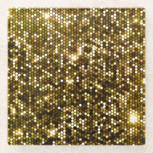金ゴールドの輝き：輝く背景。 ガラスコースター (正面)