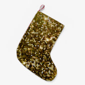金ゴールドの輝き:輝く背景。 スモールクリスマスストッキング (正面 (吊り時))