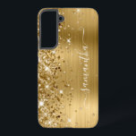 金ゴールドの輝くフォイルのガーリー署名 SAMSUNG GALAXY S22 ケース<br><div class="desc">フェイクガーリー輝く金ゴールドのグリッターは、金のブラシ付き金離れ属のフォイルの上にエッジのハイライトフェイク。白い書モダン道のフォントにガーリーはエレガント、縦型の装飾的な尾が付いている。カスタマイズフォントのスタイルまたはスパークルのグラフィックを移動して、独自の電話ギアを作成する。余分なきらめき、グリッター、フォイルのデジタルグラフィック要素は、写真のようなプリント。</div>