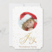 金ゴールドの輝く喜びクリスマスフォトカード シーズンカード (正面)