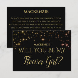 金ゴールドの輝く星は私の花の女の子カード 出欠カード